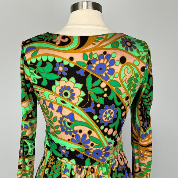 Tibi Womens Green Paisley Long Sleeve Dress Silk Blend Psychedelic Print size M - Picture 7 of 12